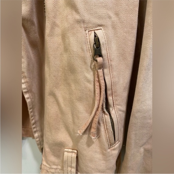 Free People Light Pink Denim Motorcycle Style Jacket - Picture 4 of 12